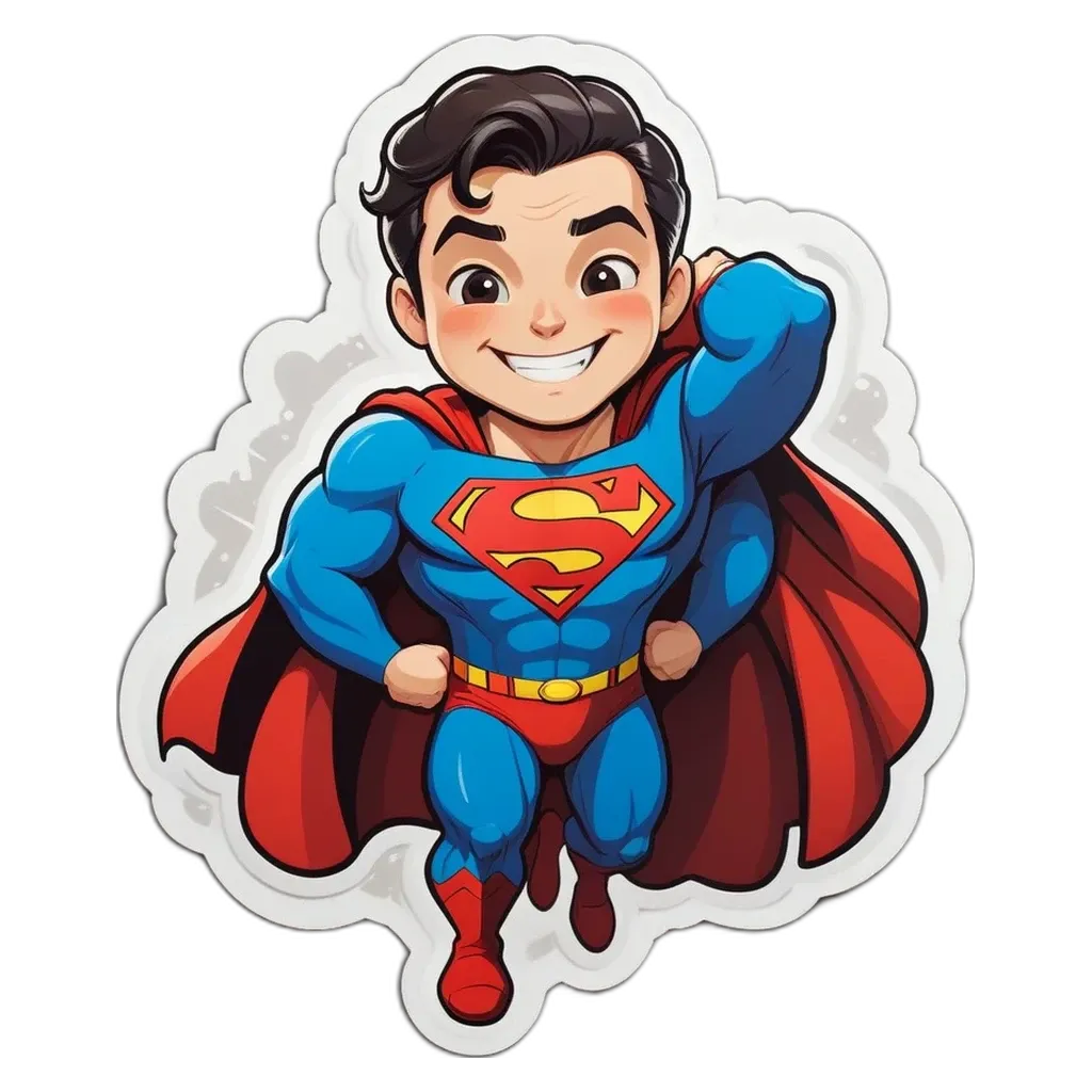 A cartoonish drawing of a superman with the word Superman written at the bottom.