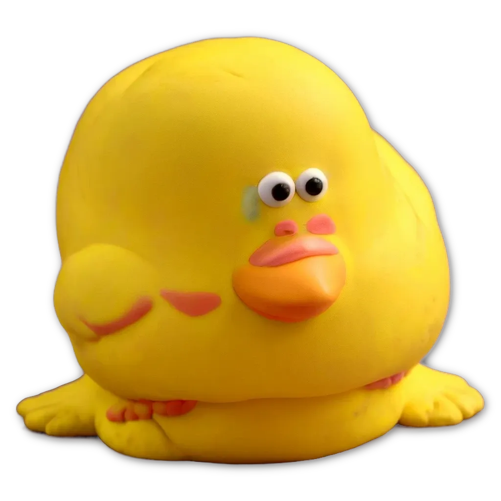 A yellow rubber duck with a blue eye is on a black background.