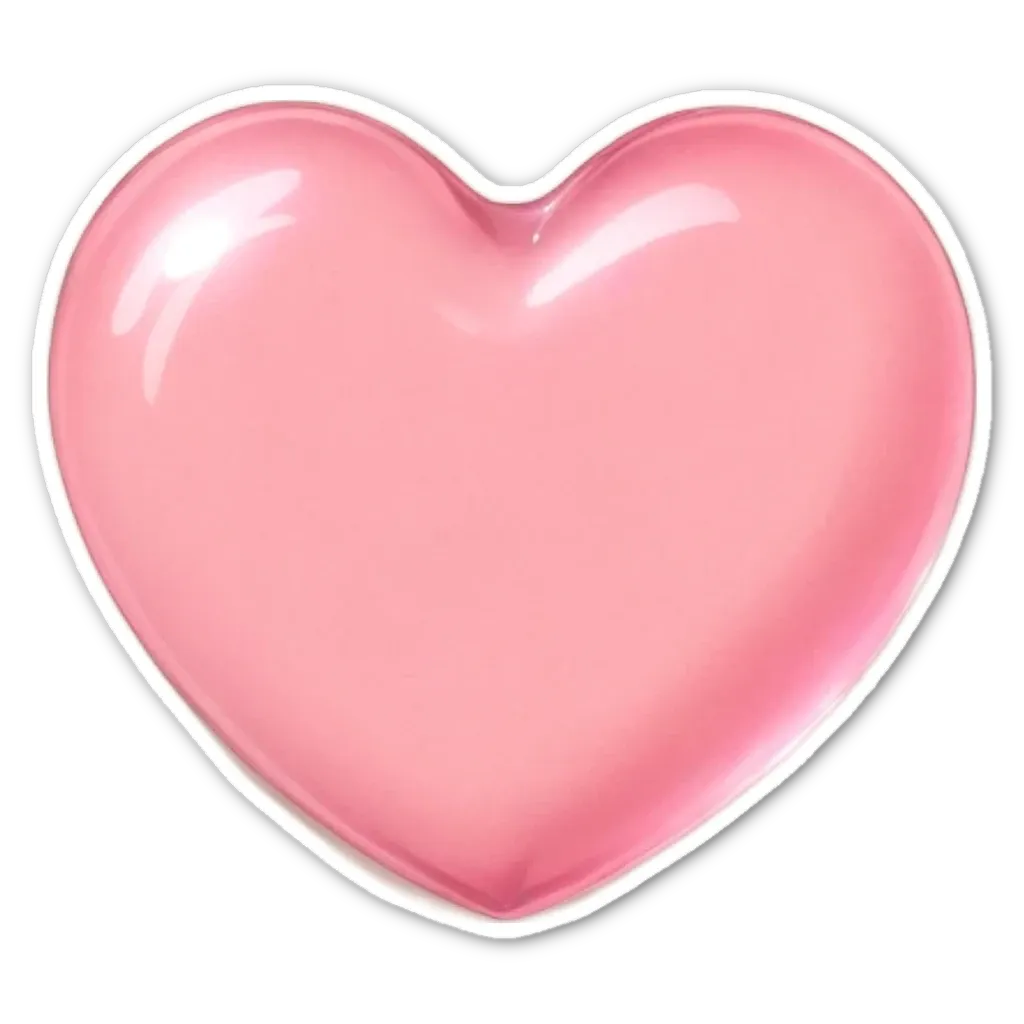 A pink heart shaped sticker of an object.