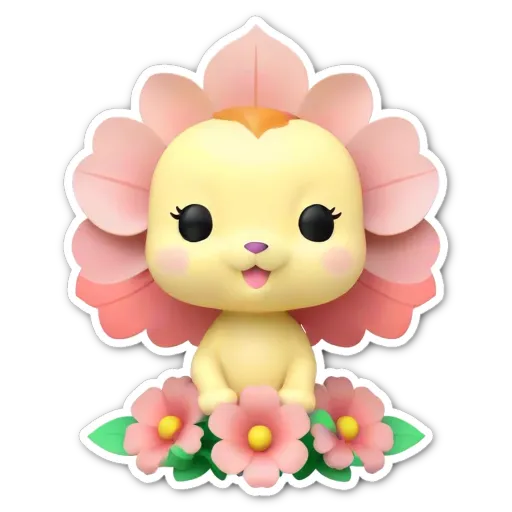 A sticker of a flowery bear sitting on flowers.