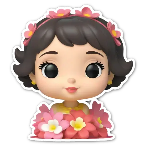 A sticker of a girl's head with flowers on it.