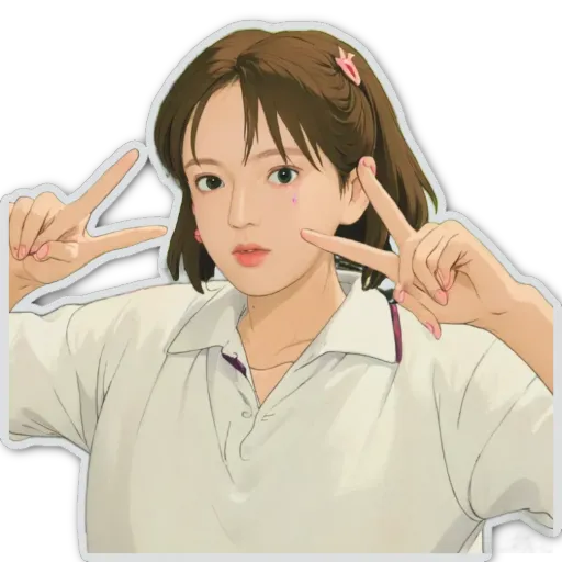 A girl peace sign is shown with her hands.