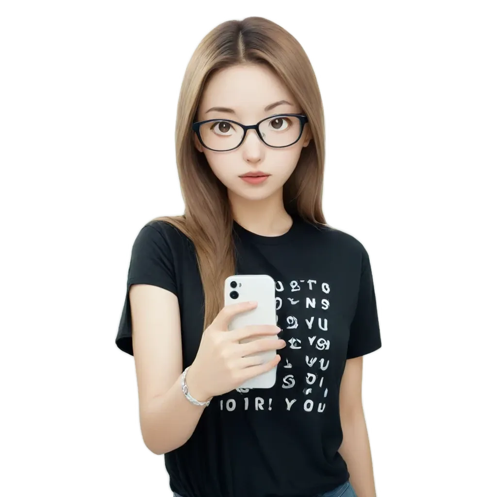 A girl wearing glasses takes a selfie.