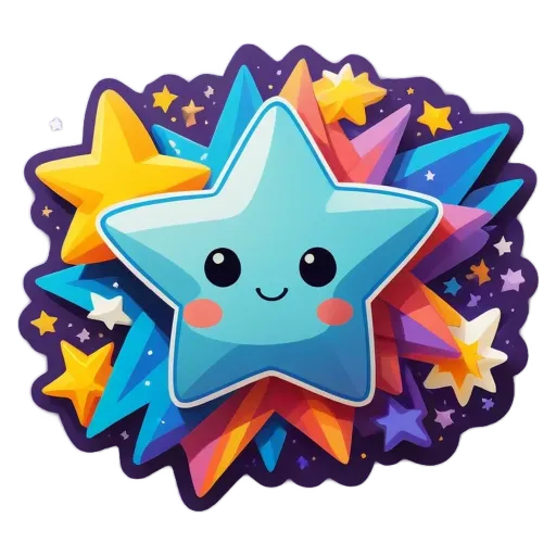 A star that is blue with smiley face on it.