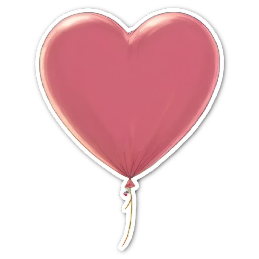 A pink heart balloon is floating in the air.