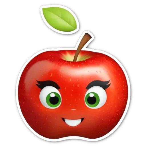 A red apple with a face on it that is trying to eat it.