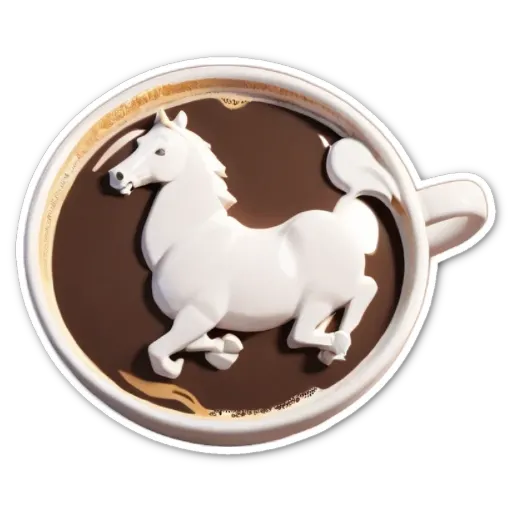 A coffee cup with a horse design on it.