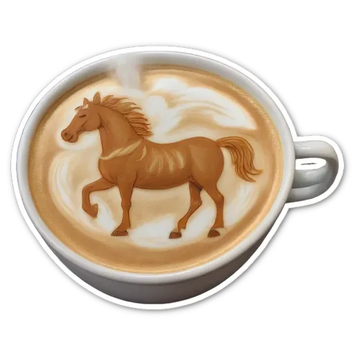 A coffee cup with a horse design on it.