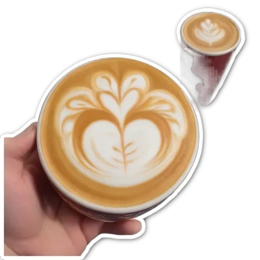 A heart is painted on a coffee cup.