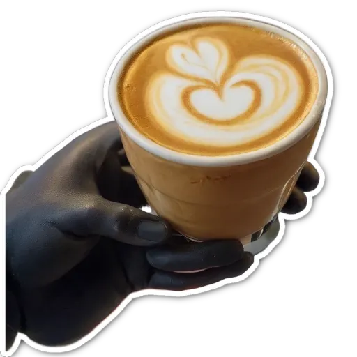 A hand holding a cup of coffee with a heart on top.