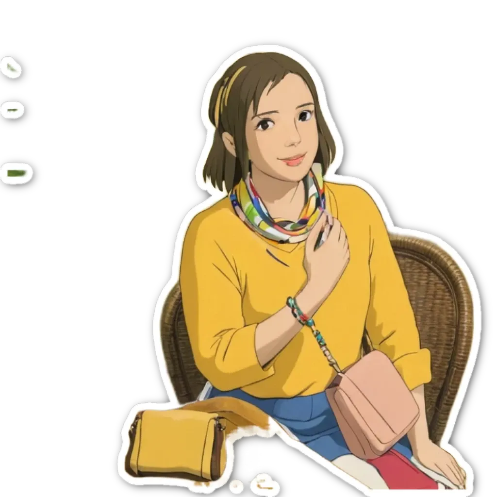 A girl is sitting in a chair and has a yellow sweater on.