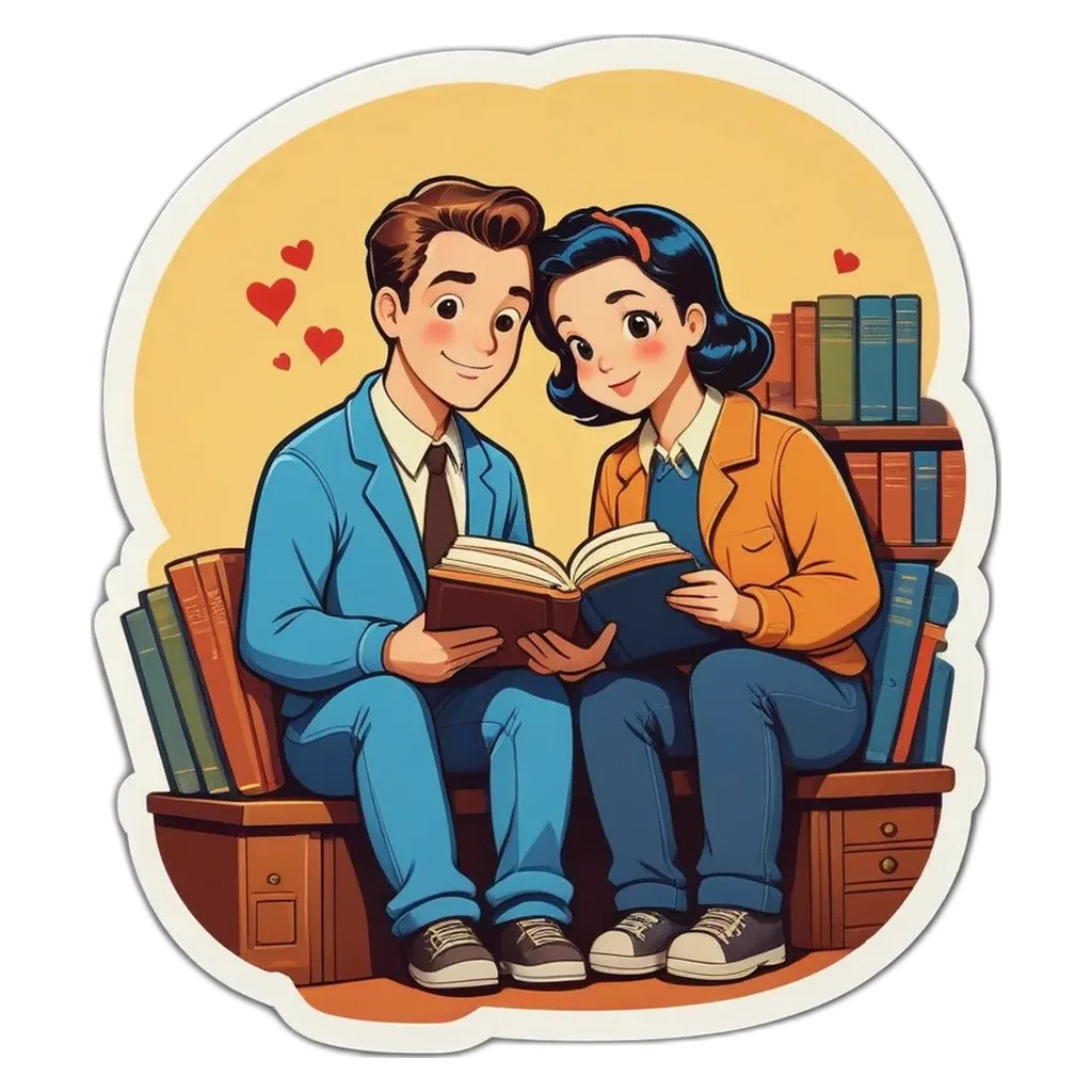 A man and woman reading a book together.