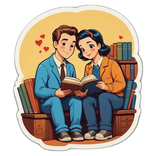 A man and woman reading a book together.