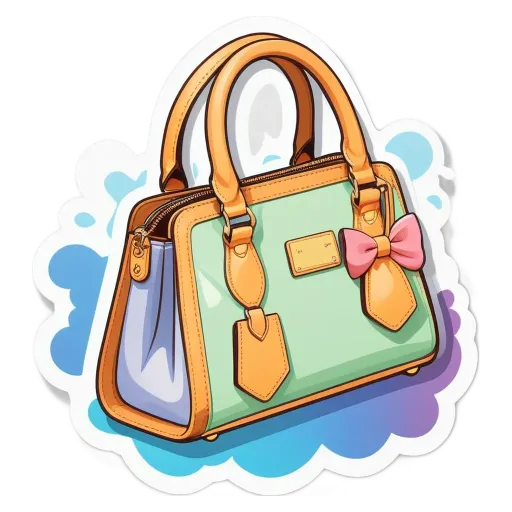 A purse with a bow is drawn on a sticker of a purse.