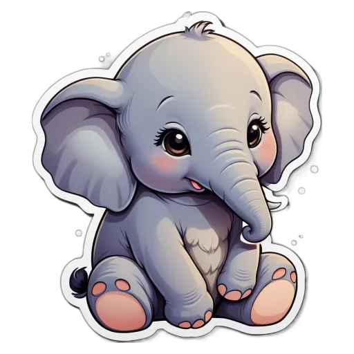 A elephant sticker is on a black background.