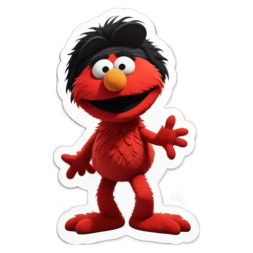 Elmo is on a black and white background.