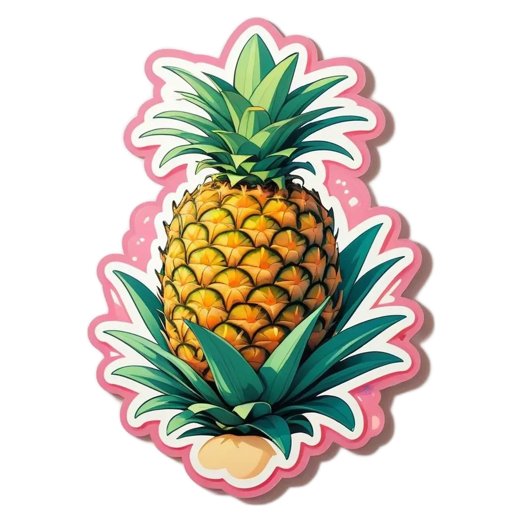 A pineapple upside down sticker on a black background.