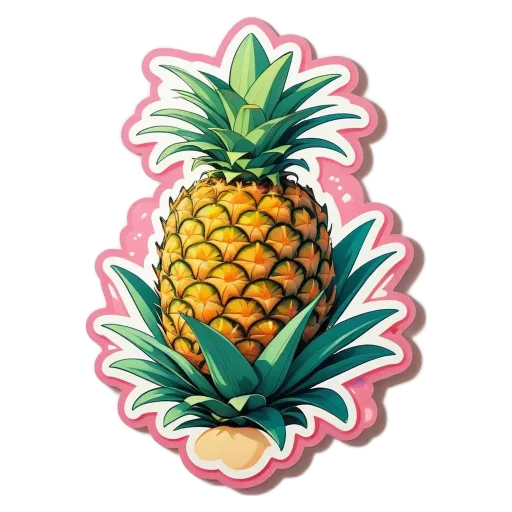 A pineapple upside down sticker on a black background.