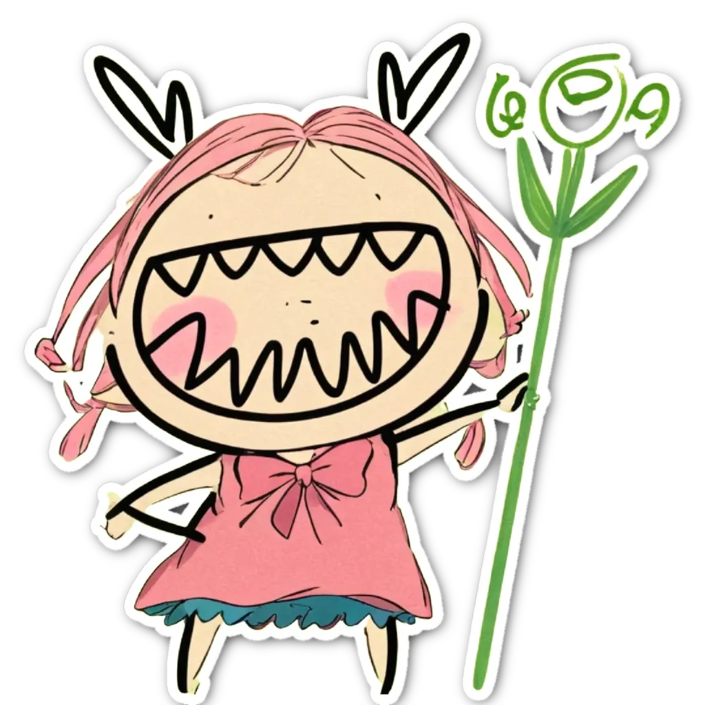 A girl holding a flower is smiling.