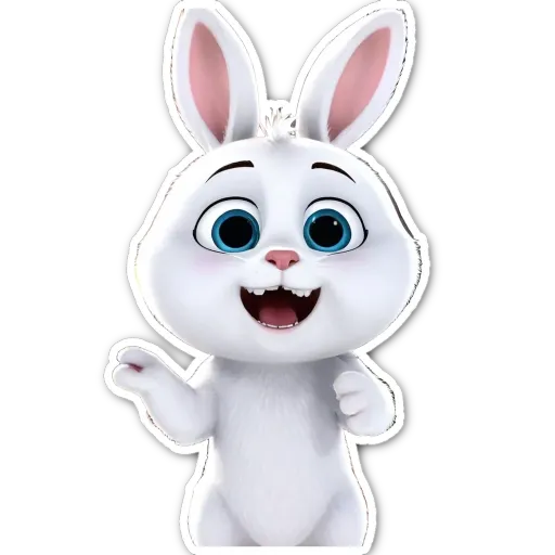 A bunny is looking at the camera and is a part of a cartoon.