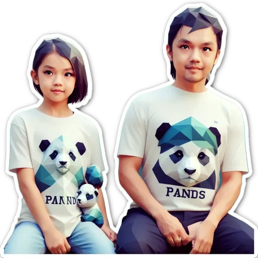 A boy and girl wearing panda shirts.