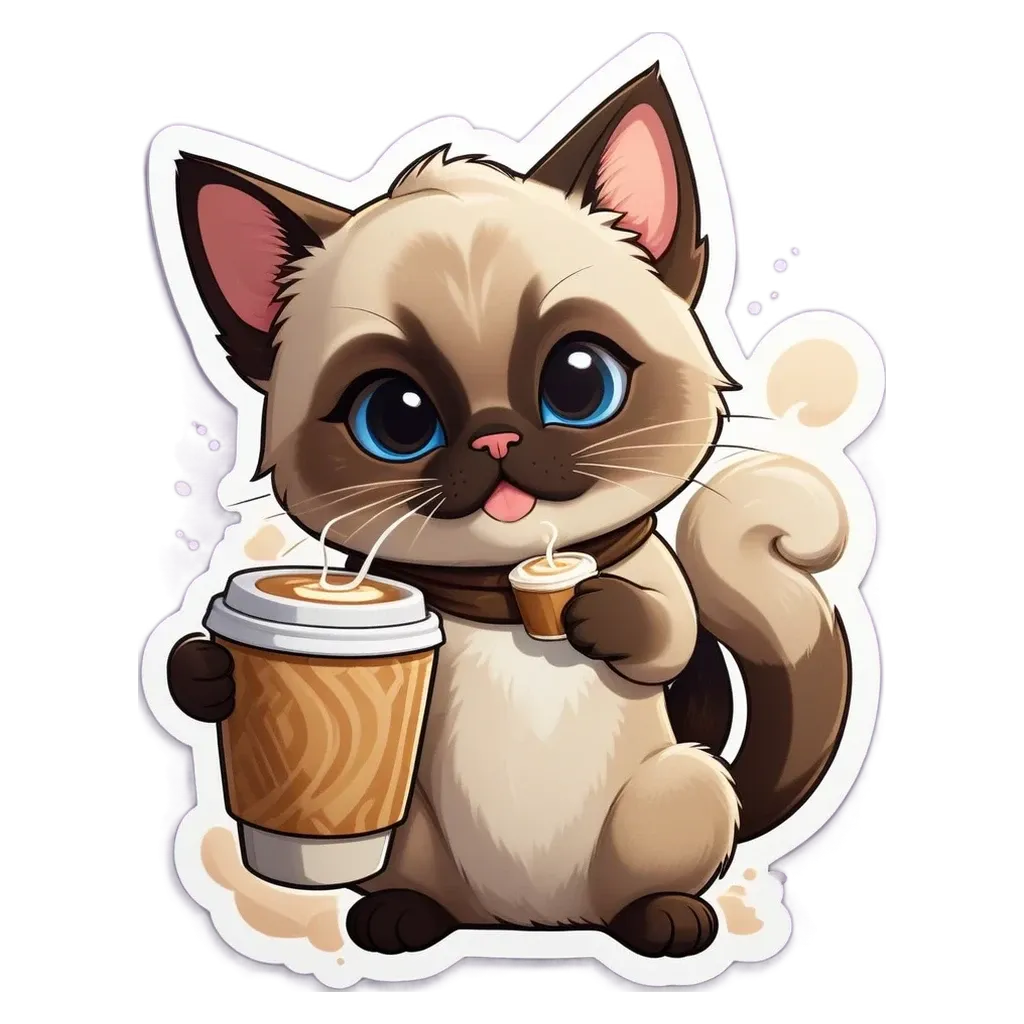 A cartoon cat drinking from a cup.