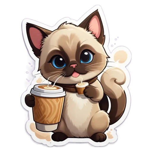 A cartoon cat drinking from a cup.