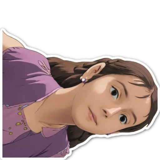 A cartoonish drawing of a girl with pretty earrings.