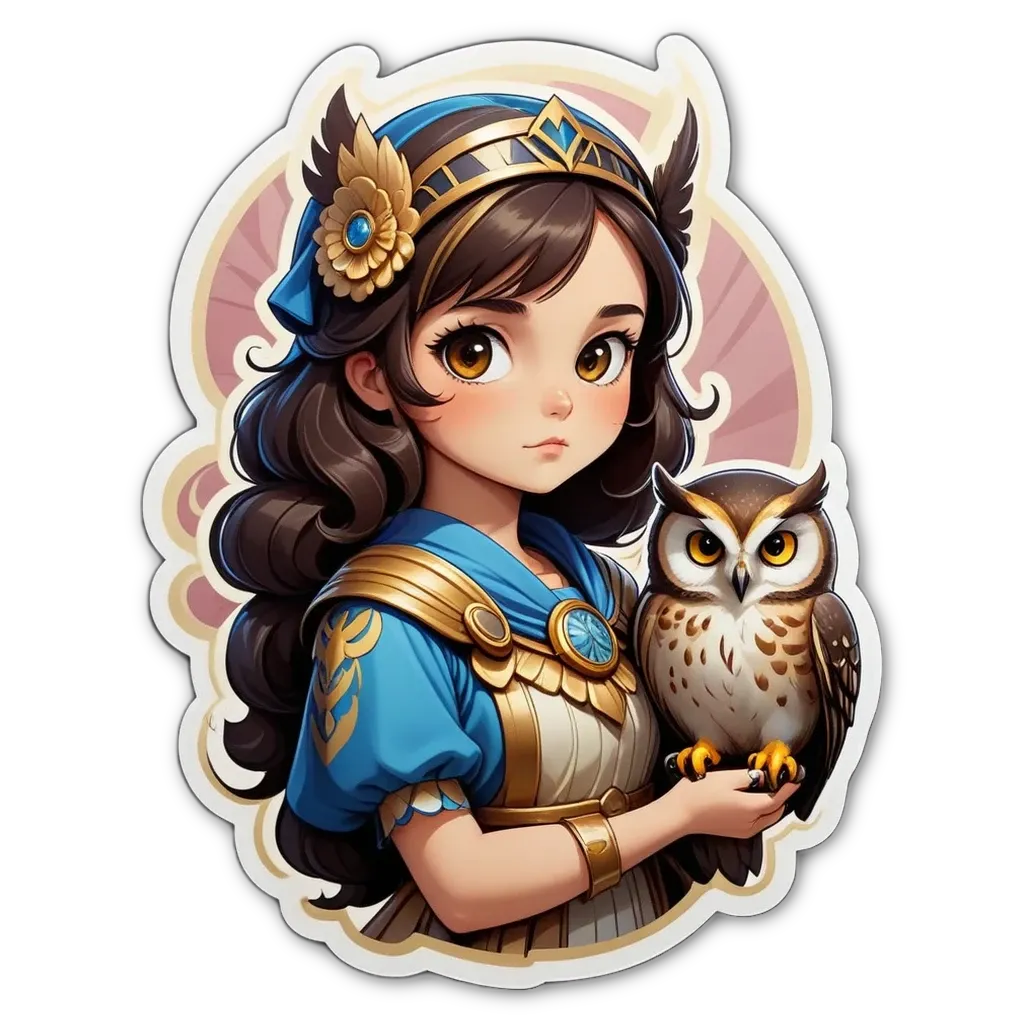 A girl holding a owl is in a circle.