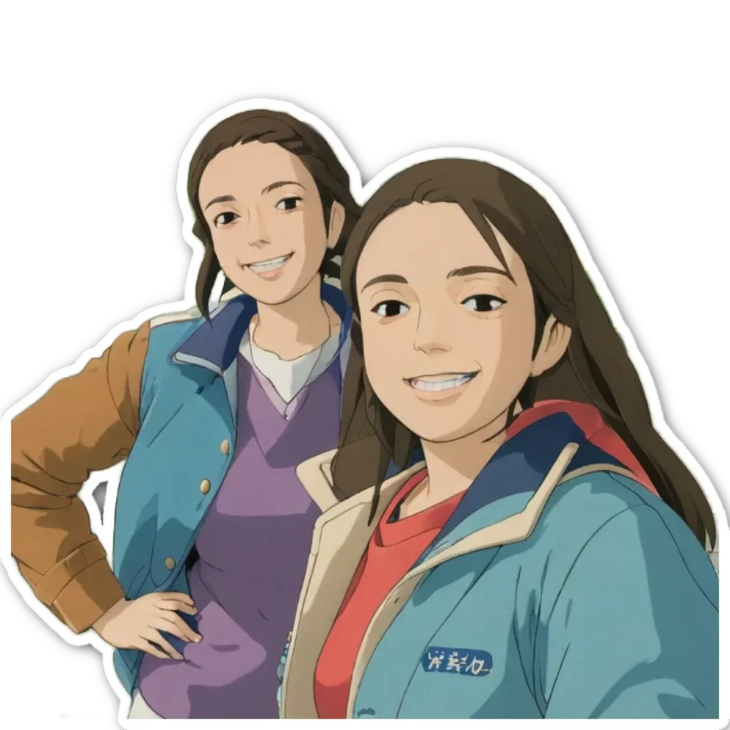 Two girls wearing jackets and smiling.