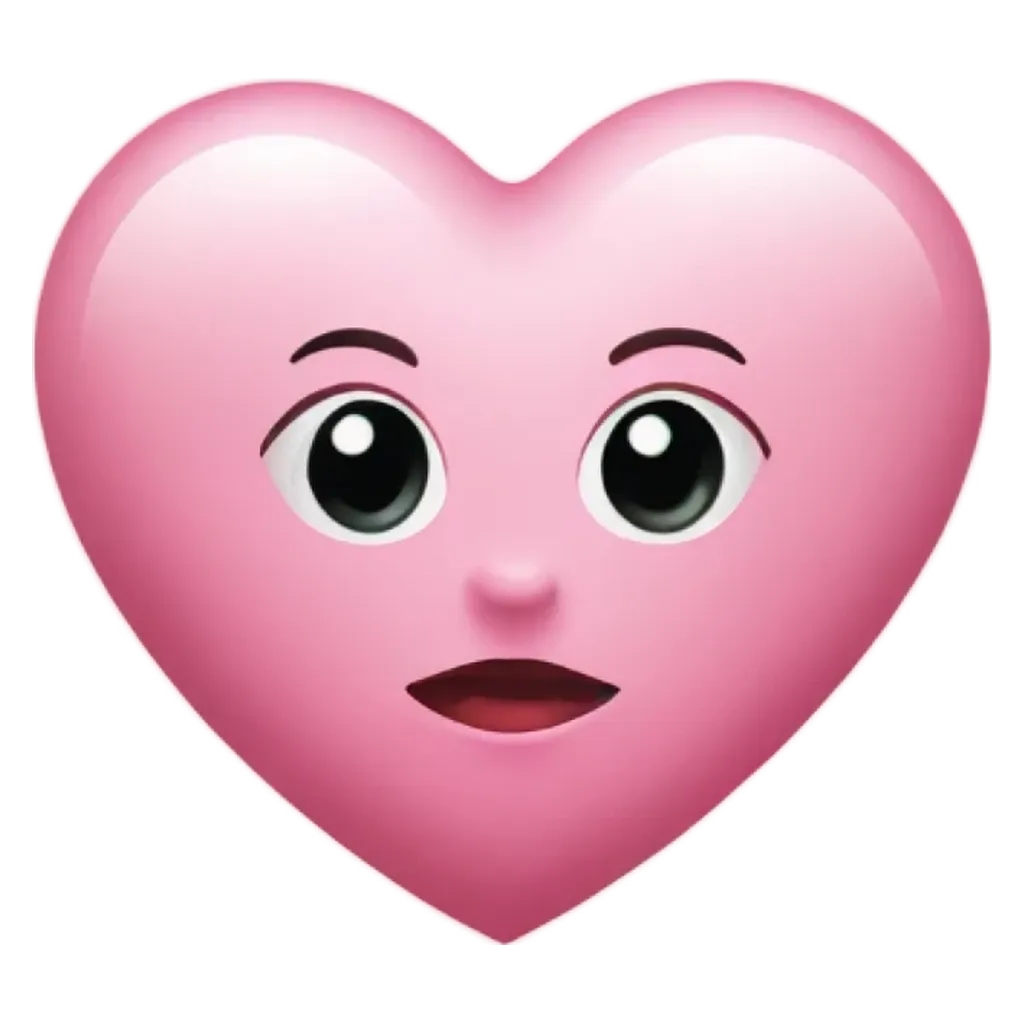 A heart shape face with pink eyes and lips.