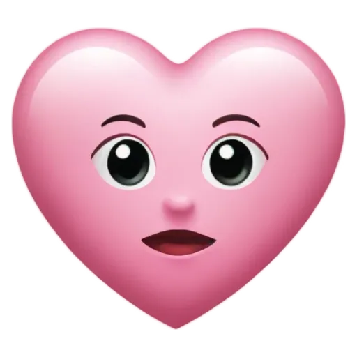 A heart shape face with pink eyes and lips.