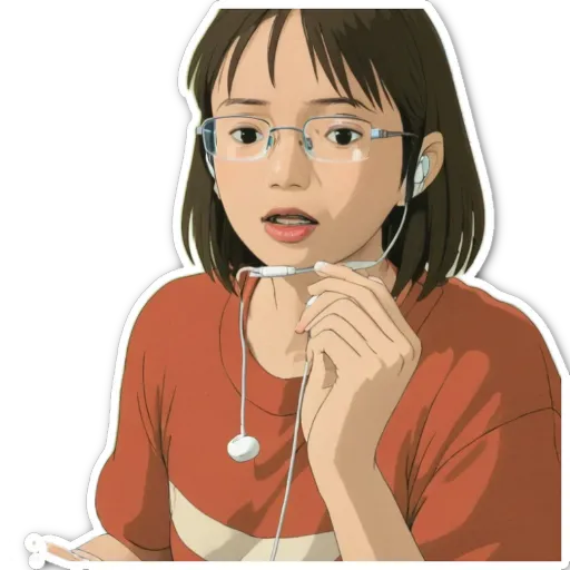 A girl listening to music with earphones on.