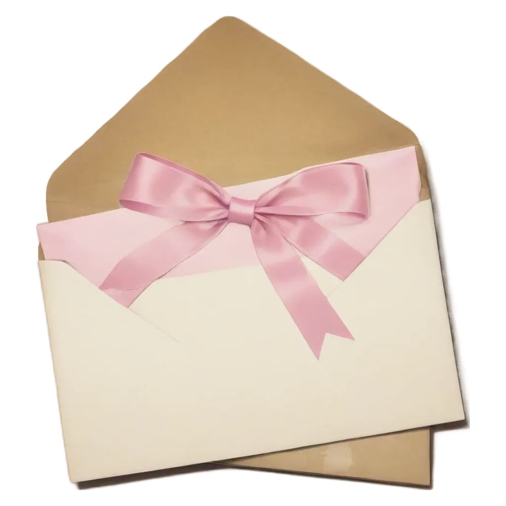 A card with a bow in it that is sitting in an envelope.