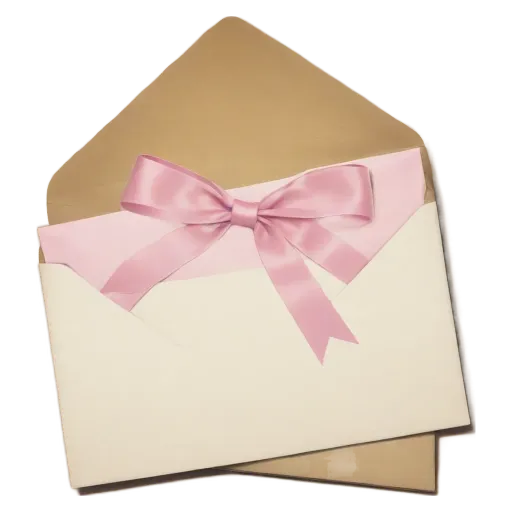 A card with a bow in it that is sitting in an envelope.