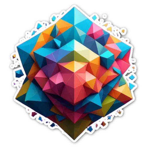 A colorful block sticker of a pyramid with various blocks of different colors.