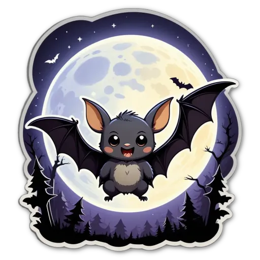 A bats sticker with a cute bat wearing a panda bear.