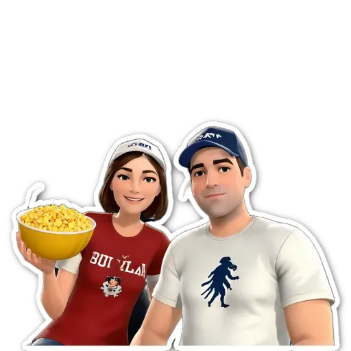 A man and a woman holding bowls of popcorn.