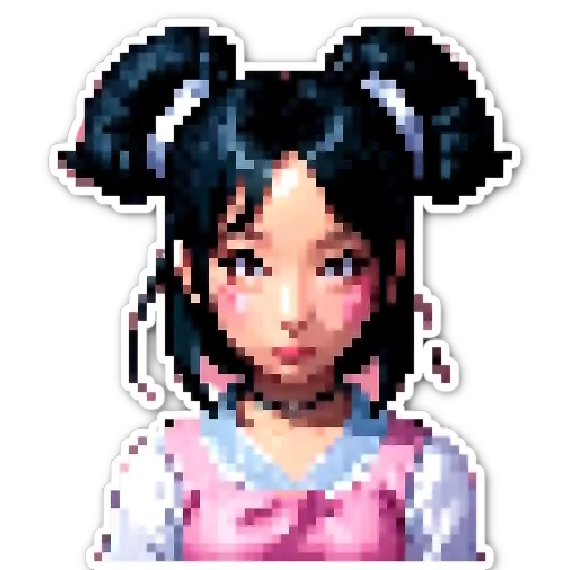 A girl with black hair that is colored blue.