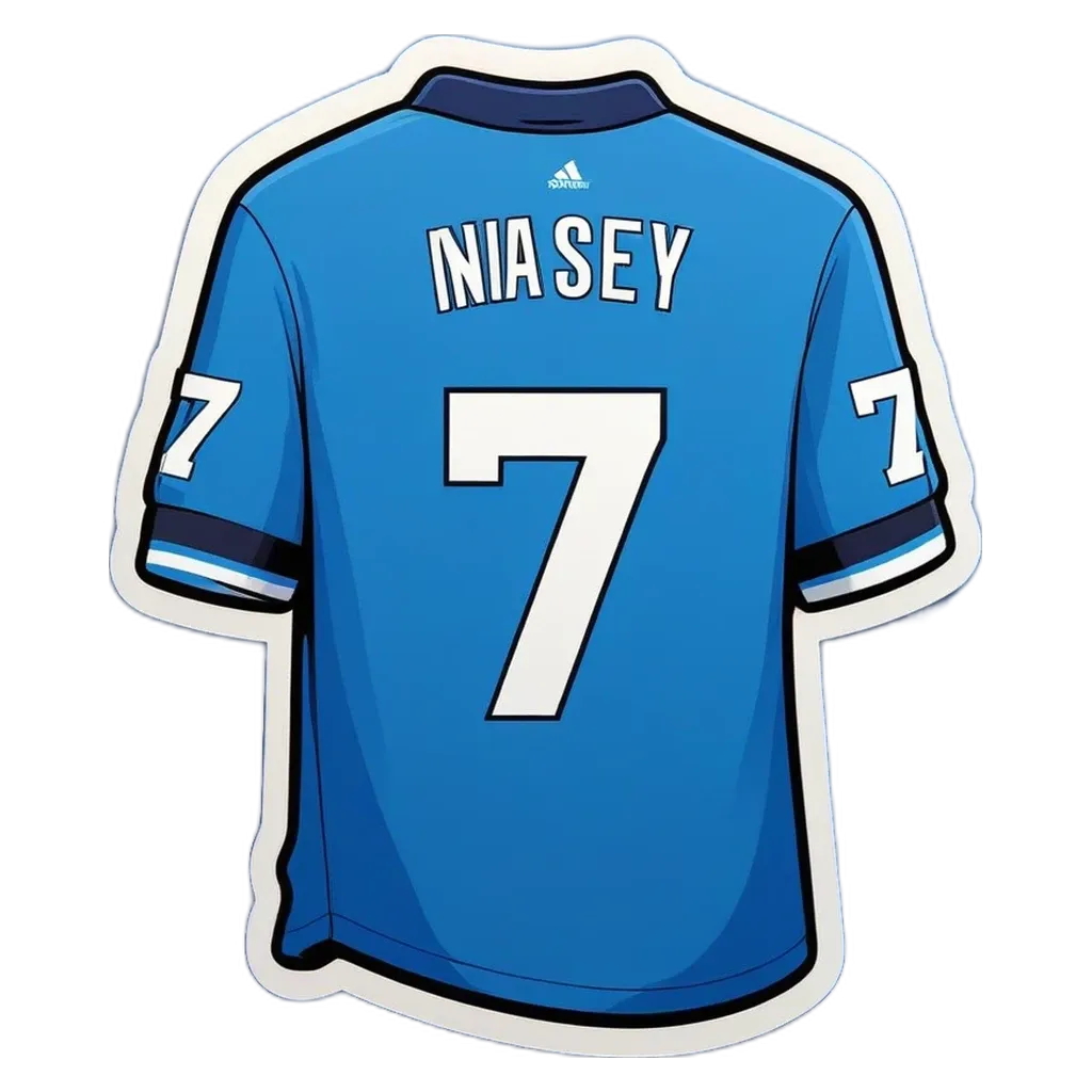 A blue number 7 jersey.