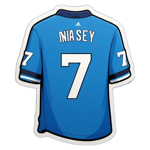 A blue number 7 jersey.