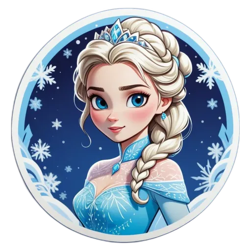 A cartoon image of a princess is frozen in time.