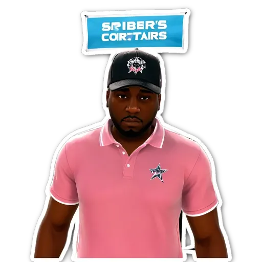 A sticker of a man with a pink shirt that says "Springer's Corotaries".