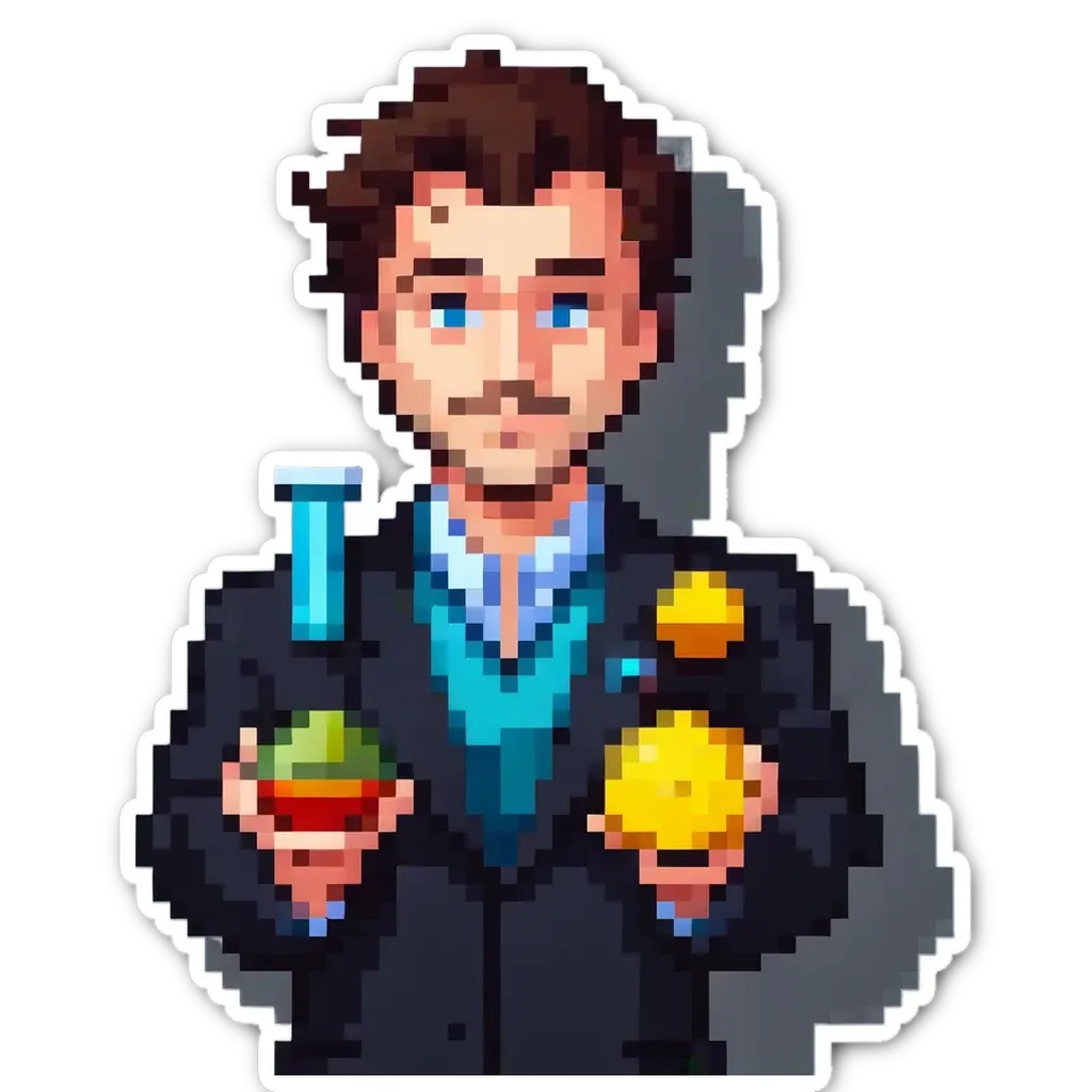 A man in a suit holding a lemon and an orange.