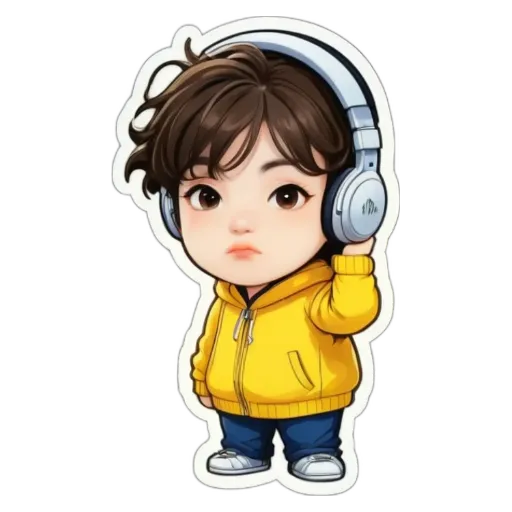 A boy listening to music with headphones.