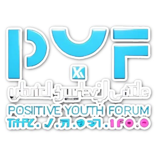 A logo for a positive youth forum with a blue and white color scheme.