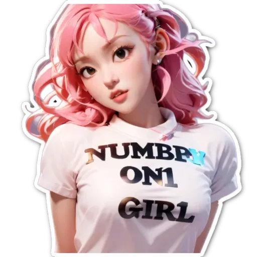 A girl with a white shirt that says "numbb on girl".