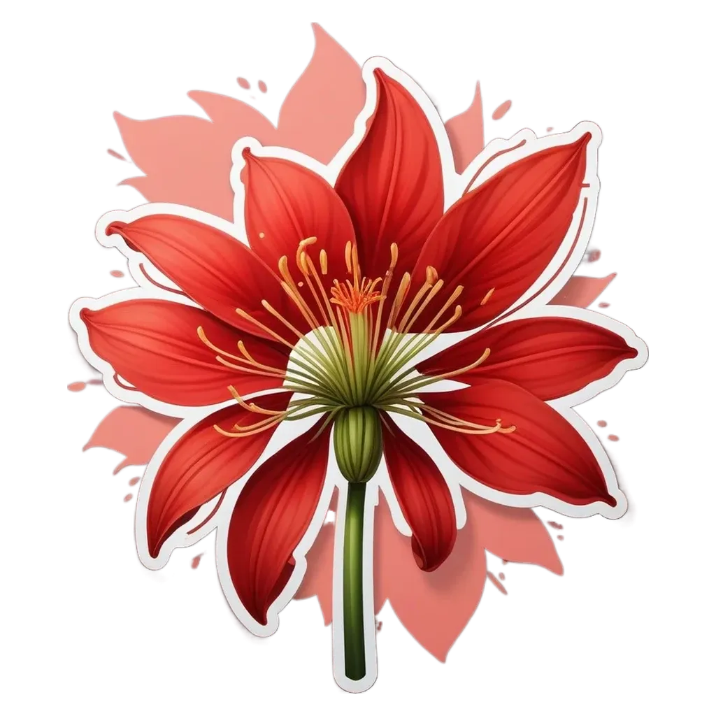 A flower with six petals is drawn on a black and white background.