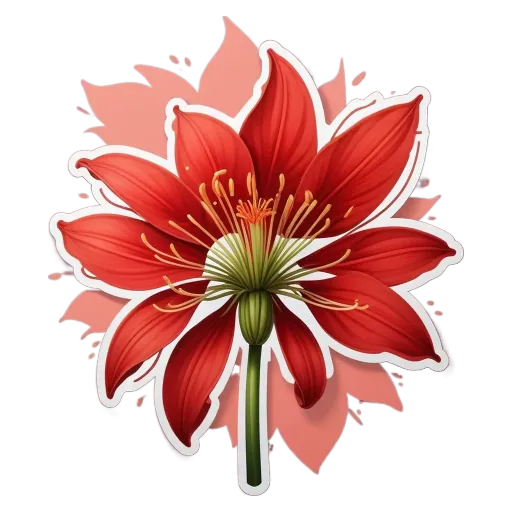 A flower with six petals is drawn on a black and white background.