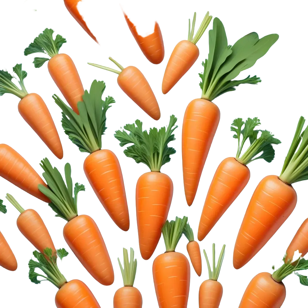 An image of many carrots with green tops on a blue background.